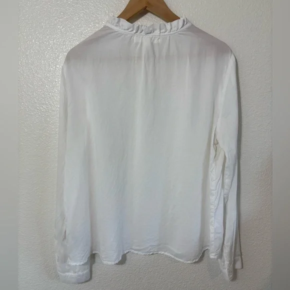 Cloth & Stone for Anthropologie Long Sleeve Ruffle Neck White Blouse Size XL - Picture 3 of 5